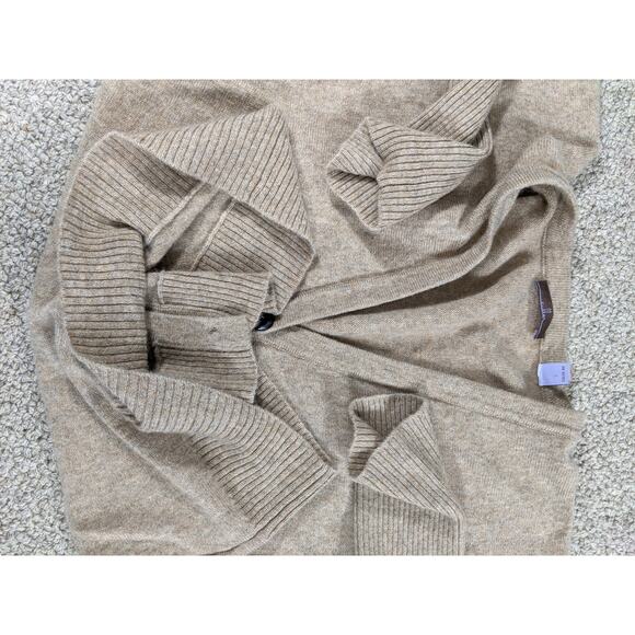 LN 100%CASHMERE MEDIUM WEIGHT Cullen balloon sleeve cardigan sweater Beige - Picture 12 of 14